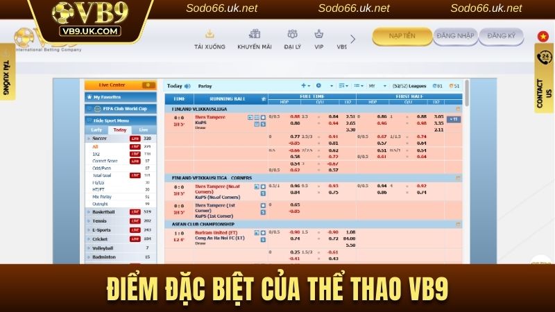 Điểm đặc biệt của thể thao VB9