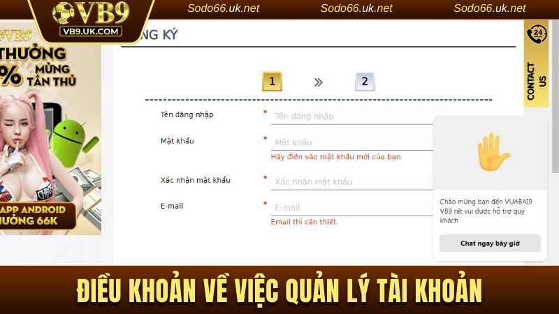Điều kiện về việc quản lý tài khoản