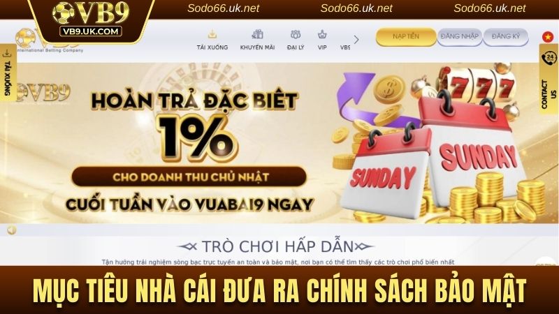 Mục tiêu nhà cái đưa ra chính sách bảo mật