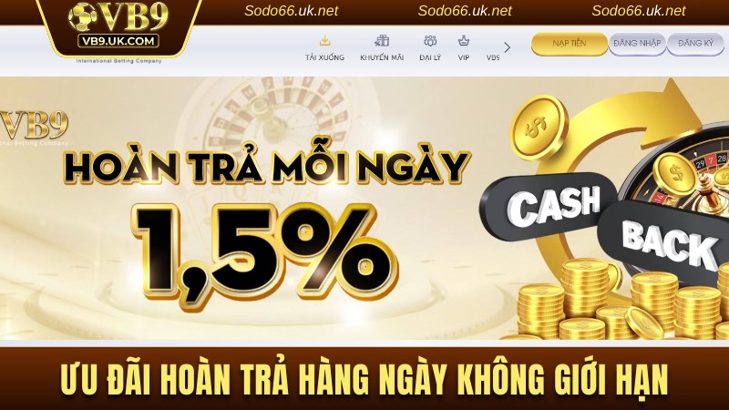 Ưu đãi hoàn trả hàng ngày hấp dẫn không giới hạn