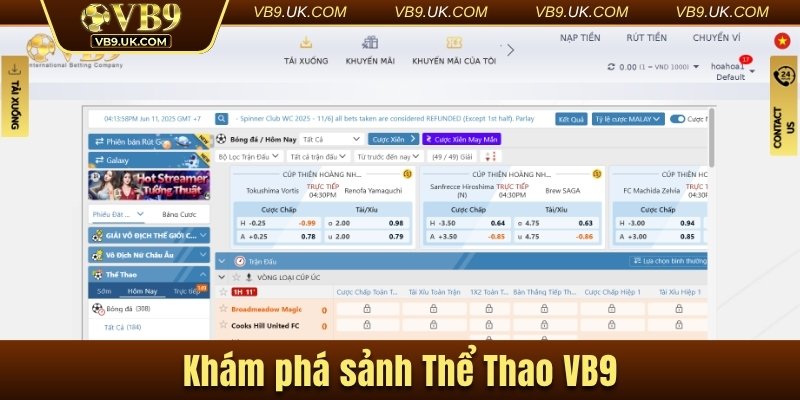 Khám phá sảnh Thể Thao VB9
